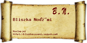 Bliszka Noémi névjegykártya